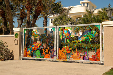 Sea Life artistic gates by Clayton Swartz on Belleair Beach, FL
