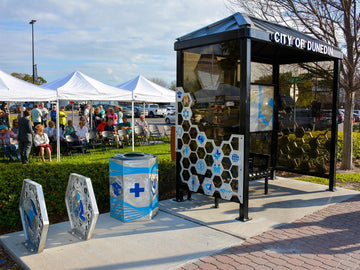 Public Art Swartz Bus Shelter in Downtown Dunedin, FL