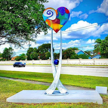 "Ascending Heart" sculpture by Clayton Swartz in Tamarac, Florida.