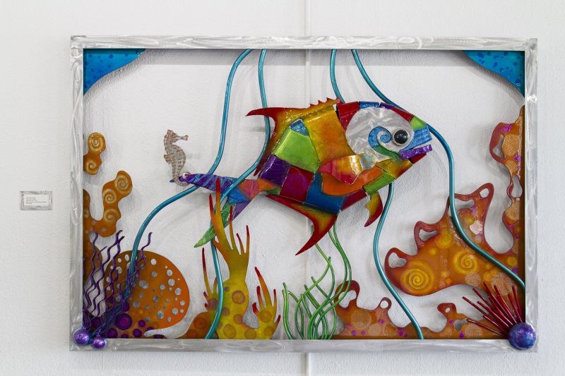 Grouper and Coral Framed Reef Scene