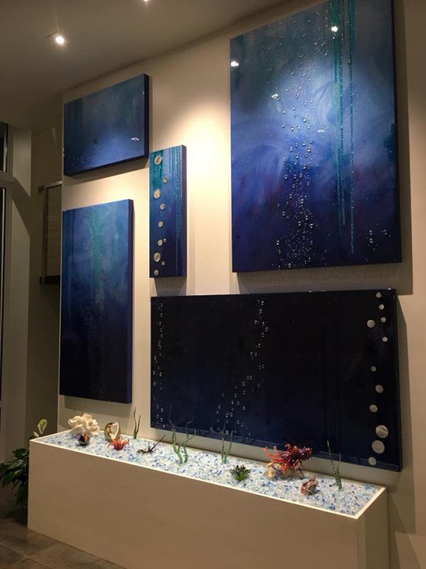 CUSTOM OCEAN INSPIRED MIXED MEDIA PAINTINGS