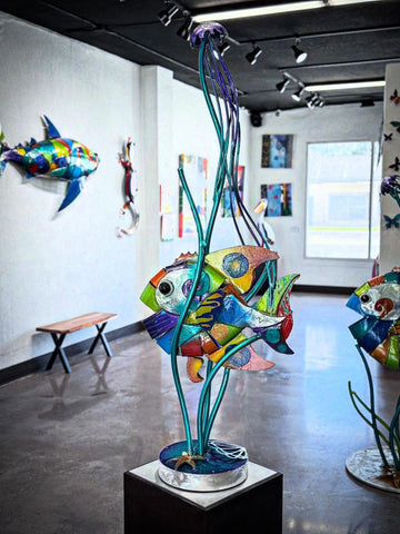 Angel Fish and Jellyfish Sculpture Table Top by Clayton Swartz