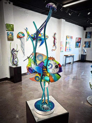 Angel Fish and Jellyfish Sculpture Table Top by Clayton Swartz 1