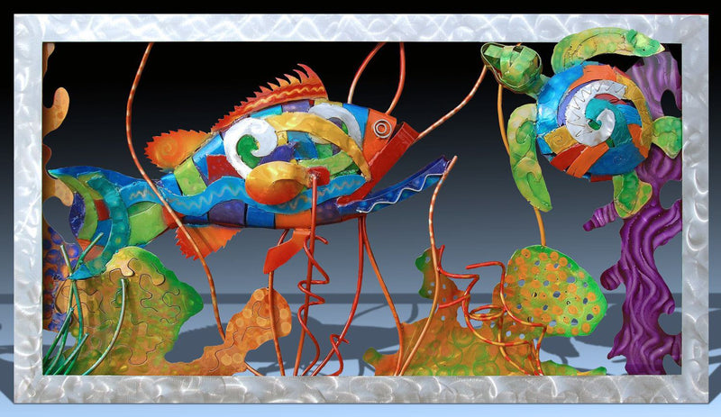 GROUPER, TURTLE, AND CORAL REEF SCENE