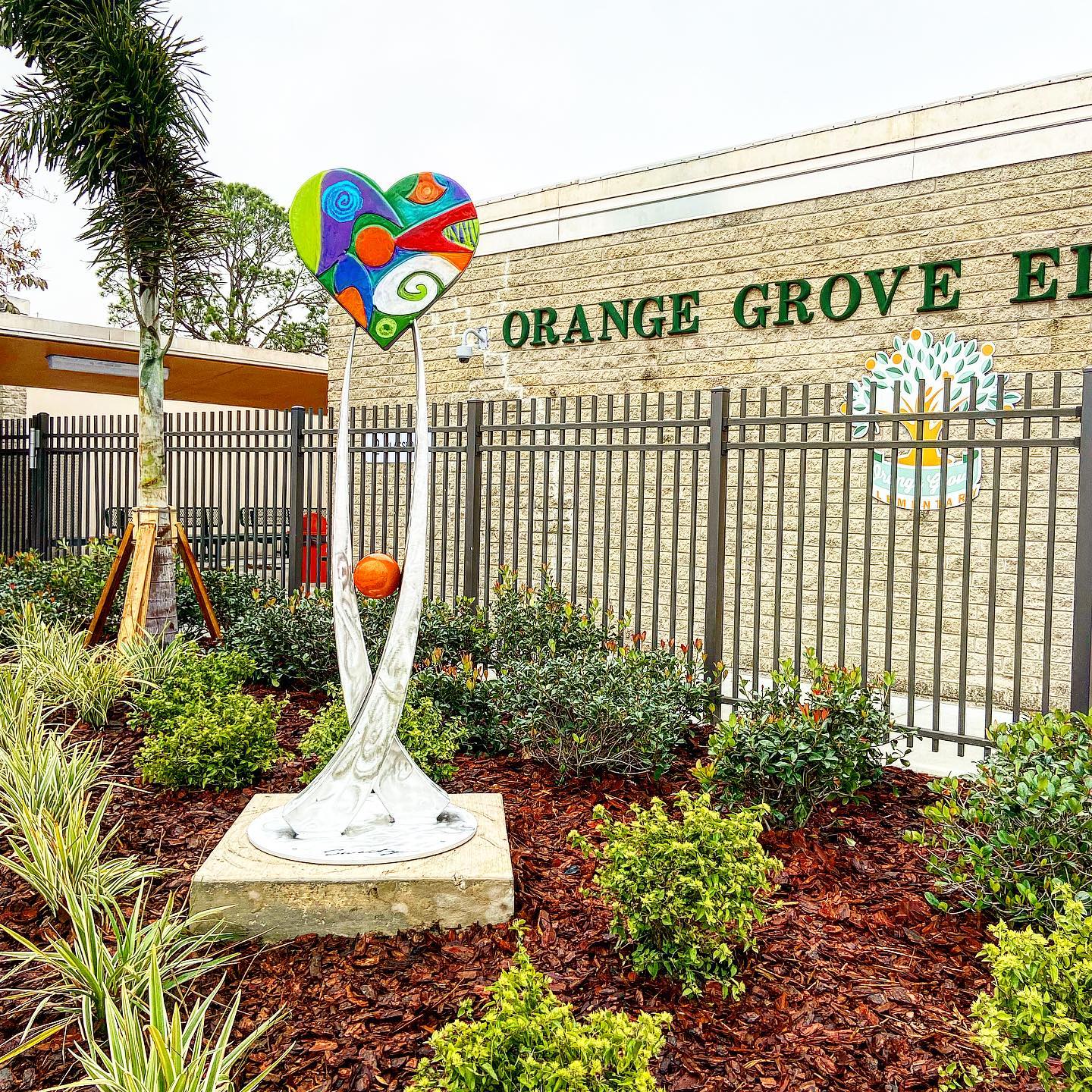 Heart Sculpture at Orange Grove Elementary Seminole, Florida