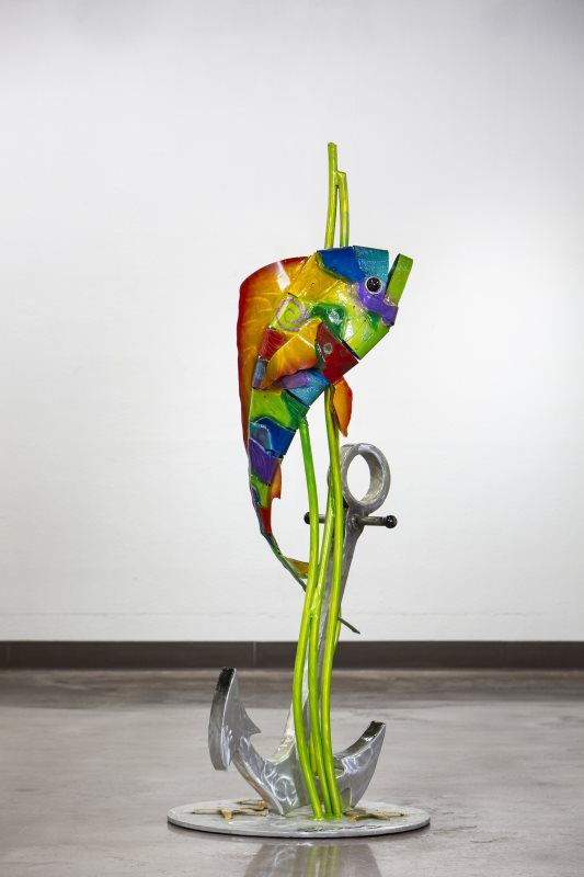 MAHI-MAHI AND ANCHOR SCULPTURE