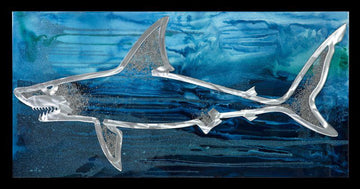 Tiger Shark Outline Series Mixed Media Painting