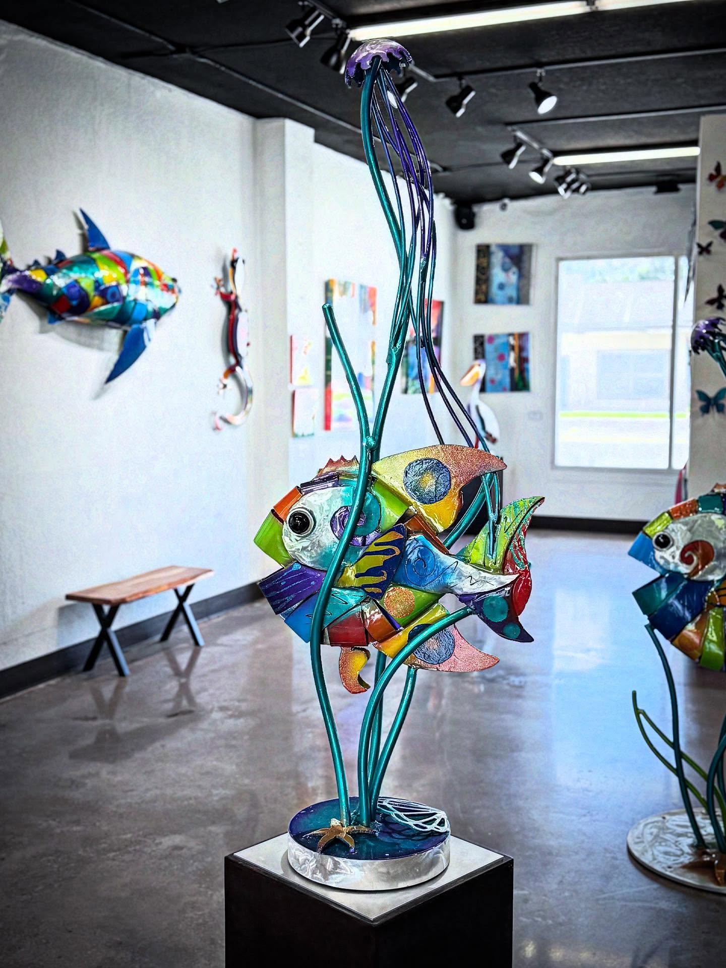 Angel Fish and Jellyfish Sculpture Table Top by Clayton Swartz