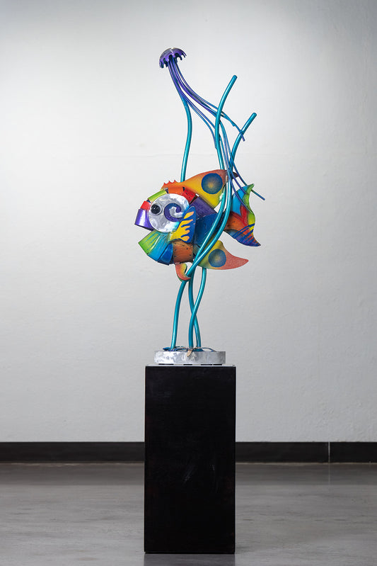 Angel Fish and Jellyfish Sculpture Table Top by Clayton Swartz