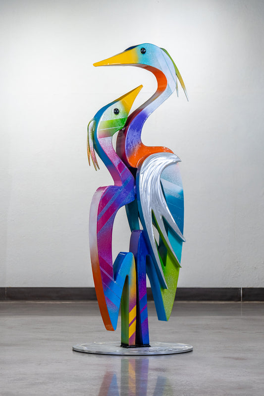 "Adore" Double Heron Sculpture by Clayton Swartz
