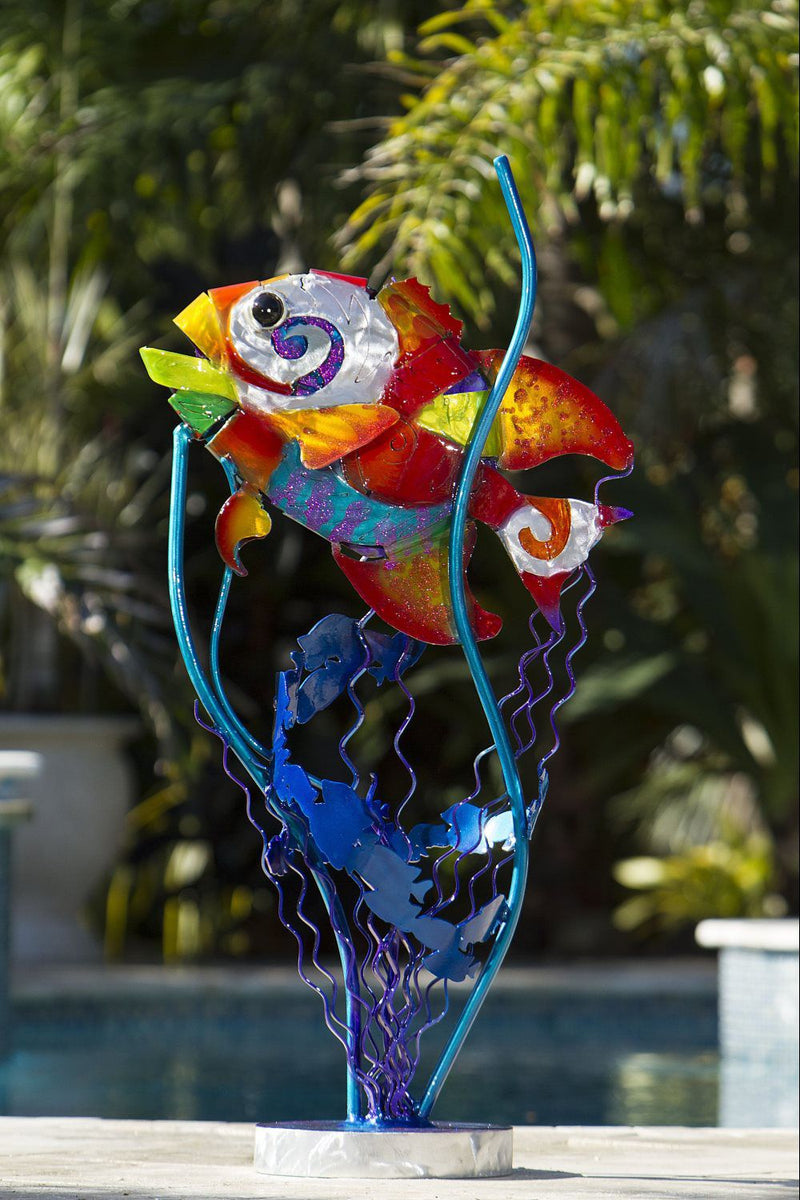 PERMIT AND CORAL TABLE TOP SCULPTURE